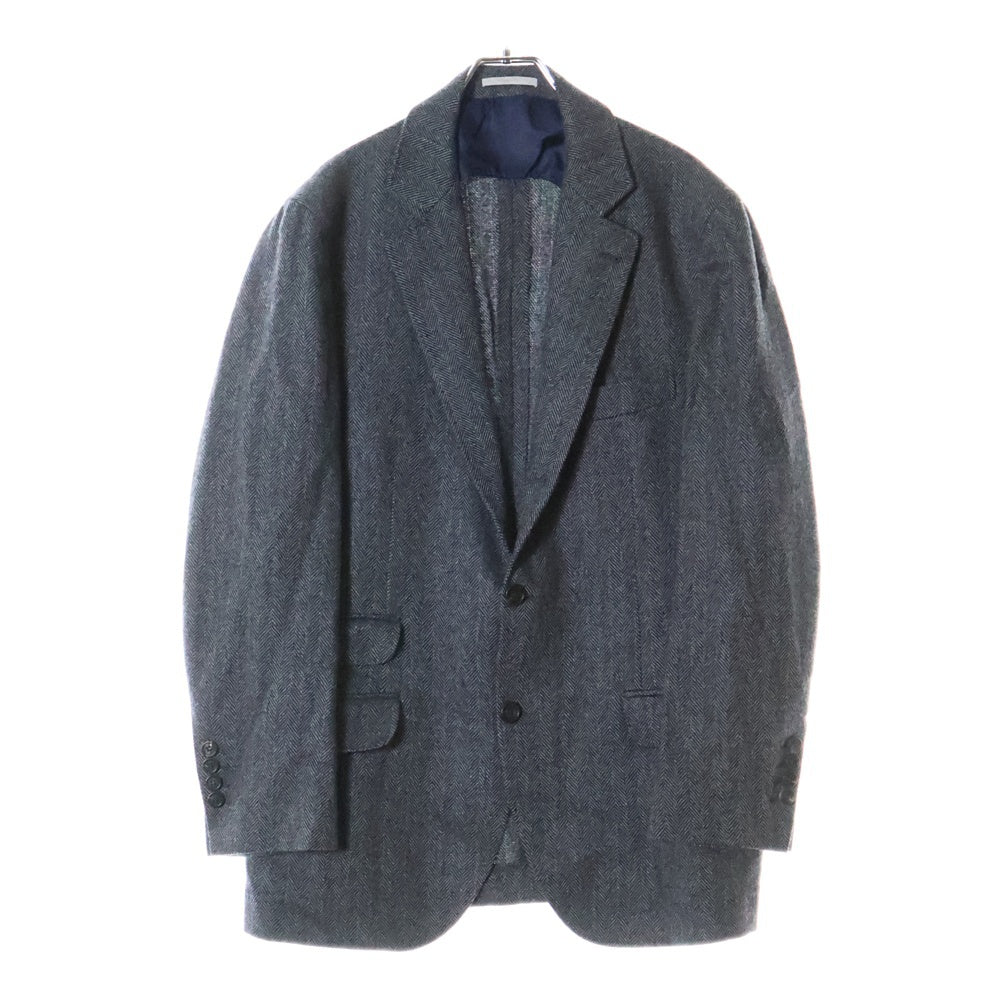 BRUNELLO CUCINELLI(ブルネロクチネリ) ヘリンボーン ノッチドラペル カシミヤ シングルテーラードジャケット グレー