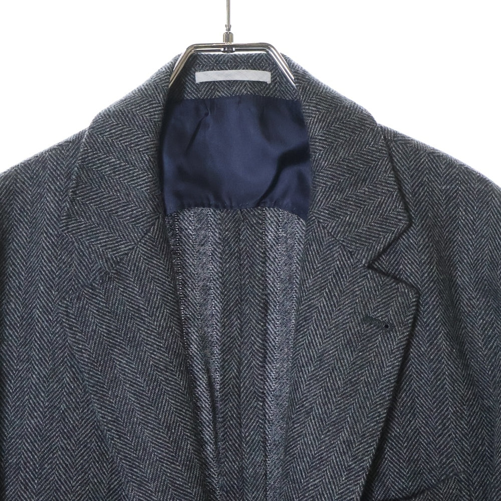 BRUNELLO CUCINELLI(ブルネロクチネリ) ヘリンボーン ノッチドラペル カシミヤ シングルテーラードジャケット グレー
