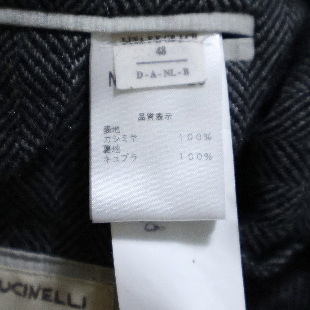 BRUNELLO CUCINELLI(ブルネロクチネリ) ヘリンボーン ノッチドラペル カシミヤ シングルテーラードジャケット グレー