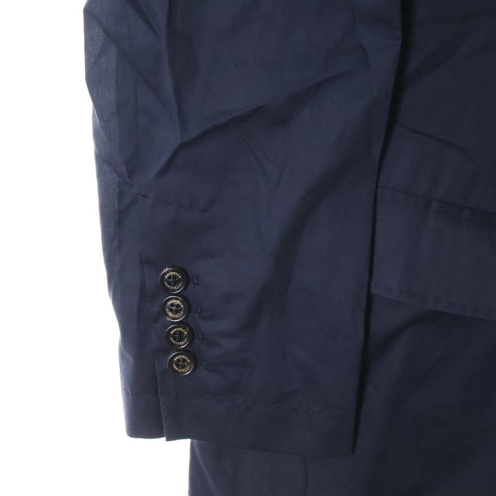 BRUNELLO CUCINELLI(ブルネロクチネリ) コットン ピークドラペル ダブルテーラードジャケット ネイビー
