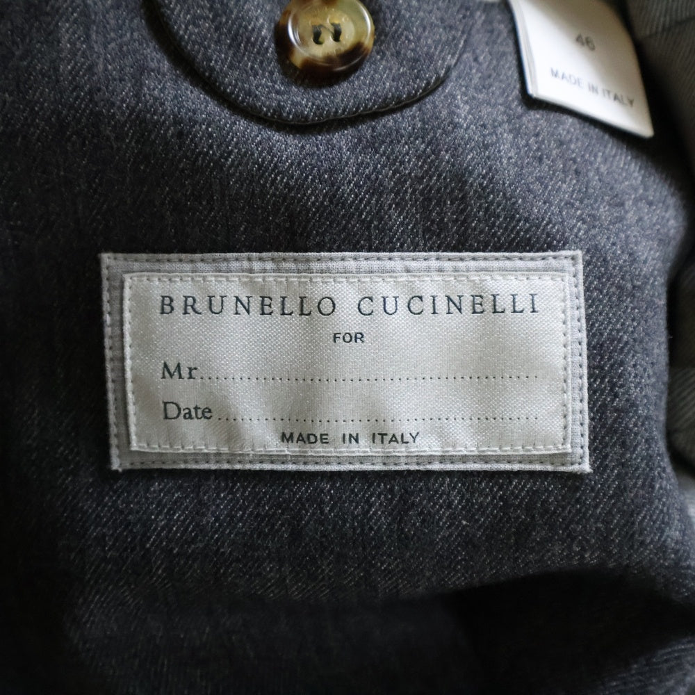 BRUNELLO CUCINELLI(ブルネロクチネリ) ウール 3B ノッチドラペル シングルテーラードジャケット グレー