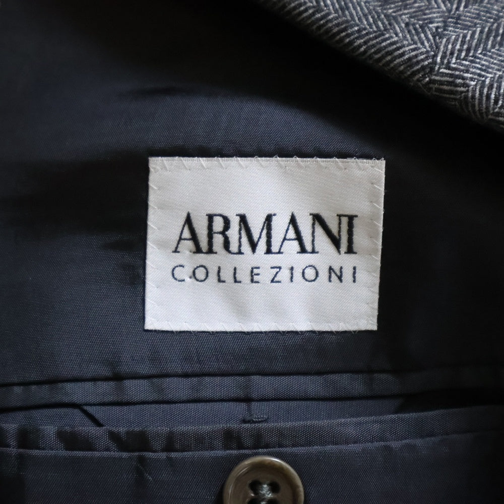 ARMANI COLLEZIONI(アルマーニ コレツィオーニ) ヘリンボーン ノッチドラペル シングルテーラードジャケット グレー 1B85V0