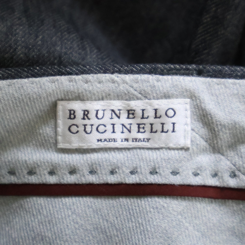 BRUNELLO CUCINELLI(ブルネロクチネリ) センタープレス ジップアップ ウール スラックスパンツ グレー