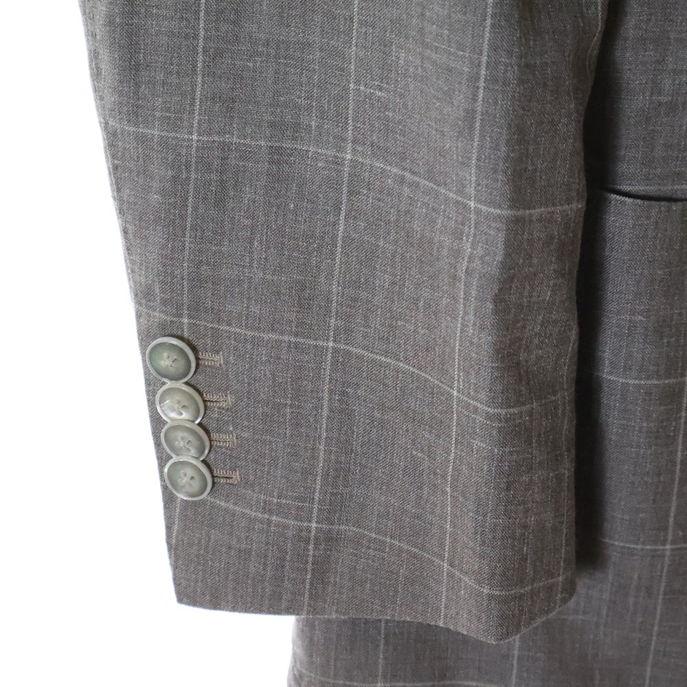 BARBA NAPOLI(バルバ ナポリ) ブロックチェック 総柄ライニング 3B シングルテーラードジャケット グレー GM8_6080001