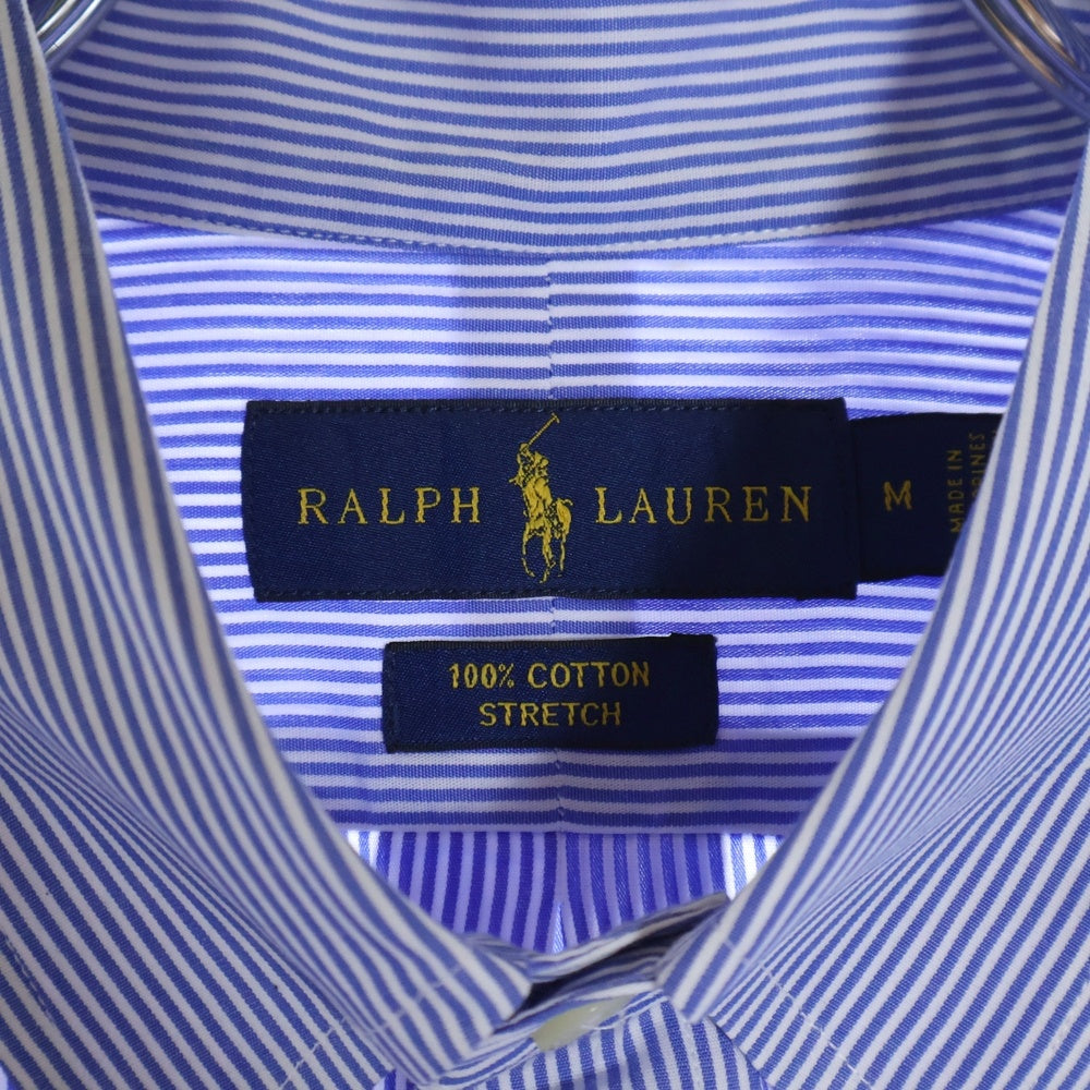 RALPH LAUREN(ラルフローレン) ロゴエンブロイダリー ボタンダウン ストライプ 長袖シャツ ブルー