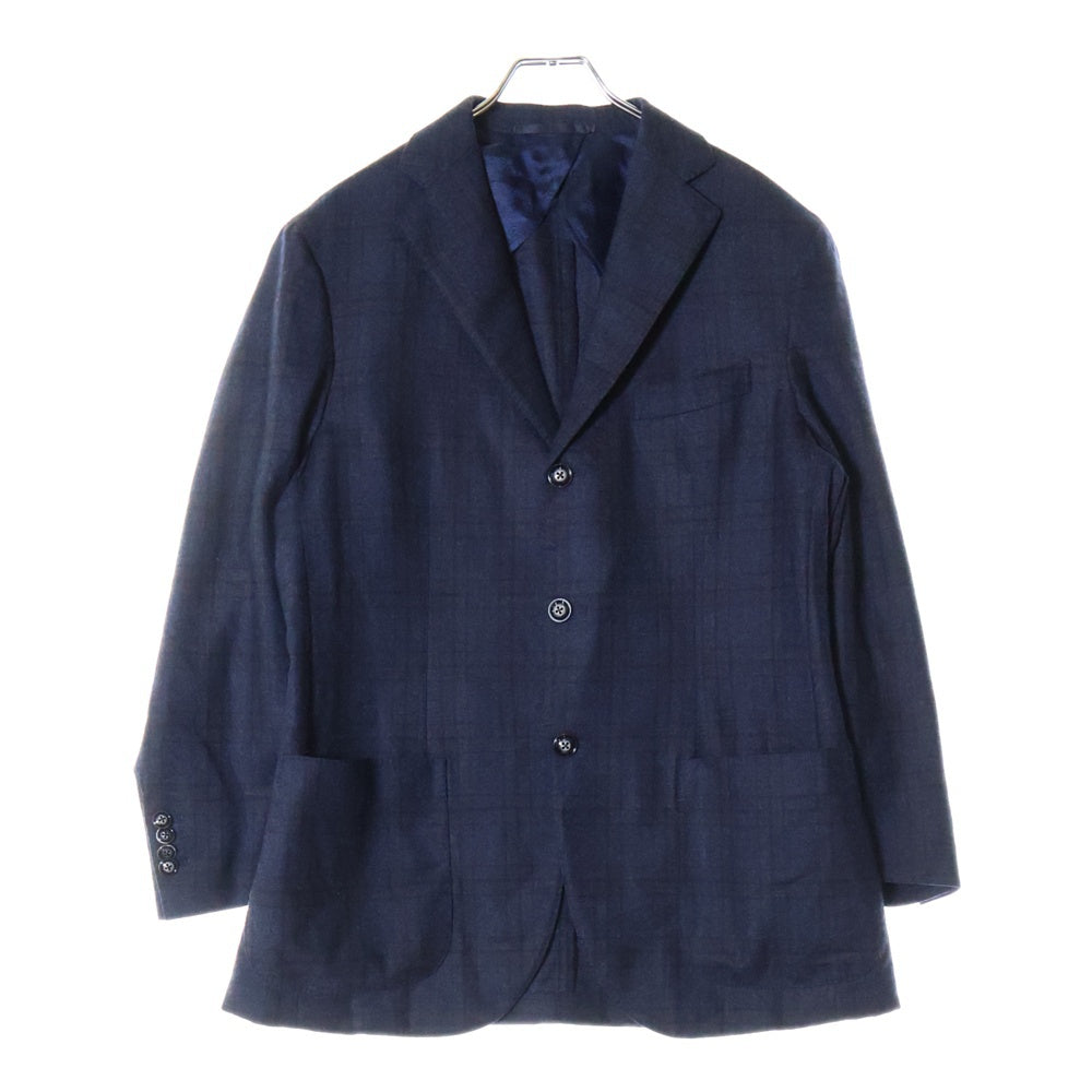 BARBA NAPOLI(バルバ ナポリ) グレンチェック 総柄ライニング 3B シングルテーラードジャケット ネイビー GM8_ 5080001