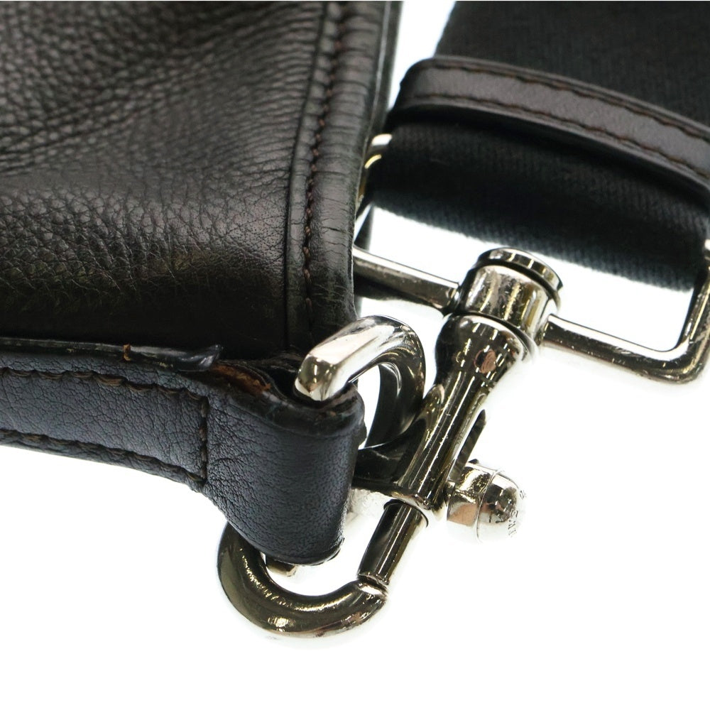 LOEWE(ロエベ) エンボスロゴ レザー ショルダーバッグ ダークブラウン