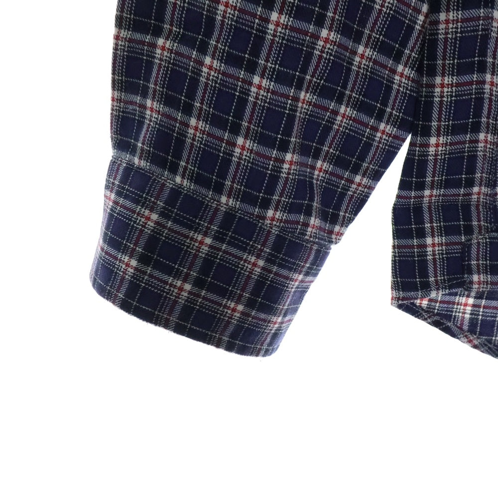 BRUNELLO CUCINELLI(ブルネロクチネリ) スリムフィット コットン チェック ボタンダウン 長袖シャツ ネイビー DE91645