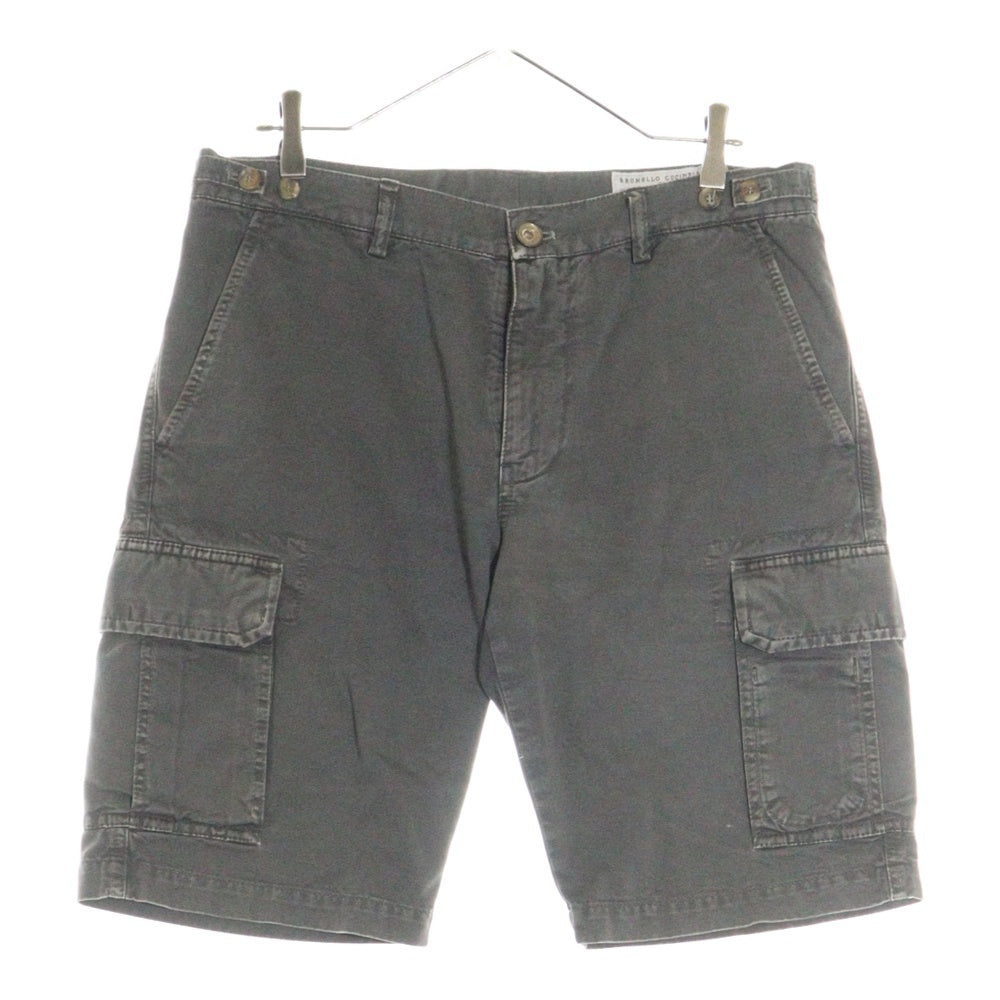 BRUNELLO CUCINELLI(ブルネロクチネリ) コットン ジップフライ カーゴ ショートパンツ ハーフパンツ ショーツ グレー DK92939