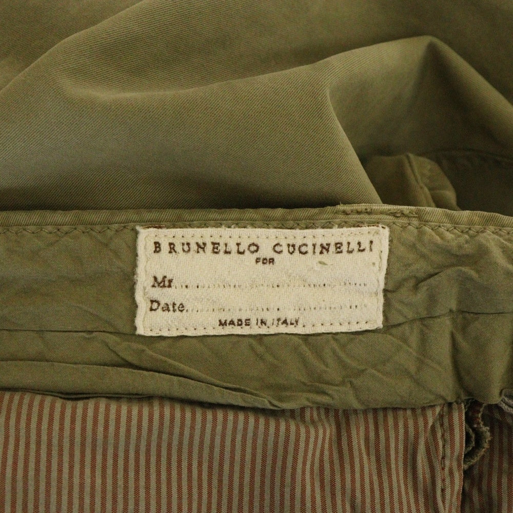BRUNELLO CUCINELLI(ブルネロクチネリ) LEISURE FIT コットン ジップフライ カーゴパンツ カーキ DB91921