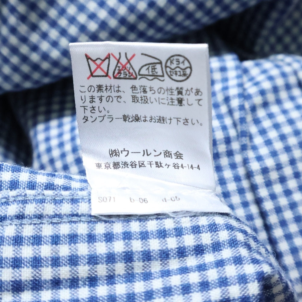 BRUNELLO CUCINELLI(ブルネロクチネリ) ギンガムチェック フロントポケット ボタンダウン 長袖シャツ ブルー