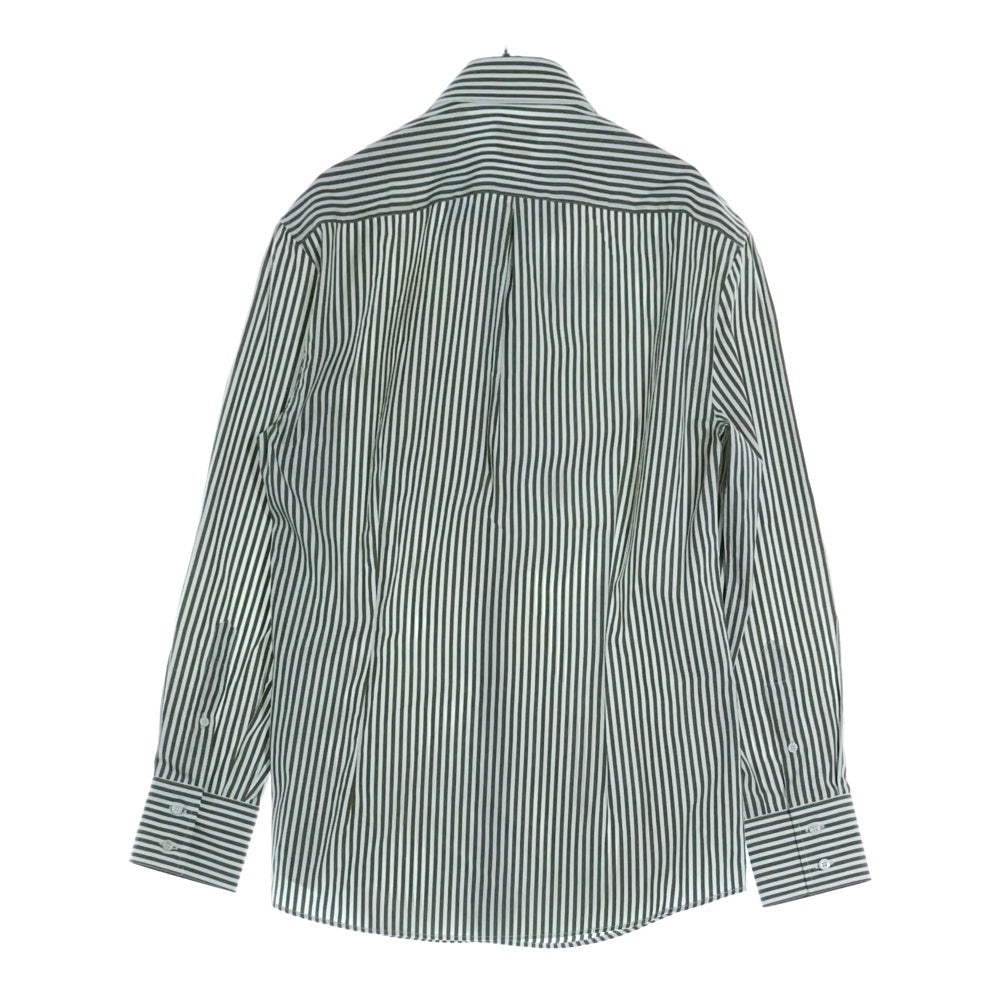 BRUNELLO CUCINELLI(ブルネロクチネリ) SLIM FIT スリムフィット コットン ストライプ 長袖シャツ ホワイト/カーキ