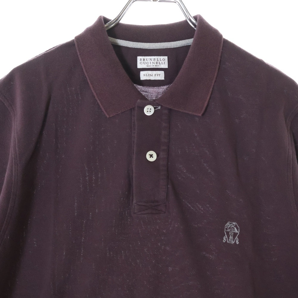 BRUNELLO CUCINELLI(ブルネロクチネリ) フロントエンブレムロゴ スリムフィット 半袖ポロシャツ パープル DK92819