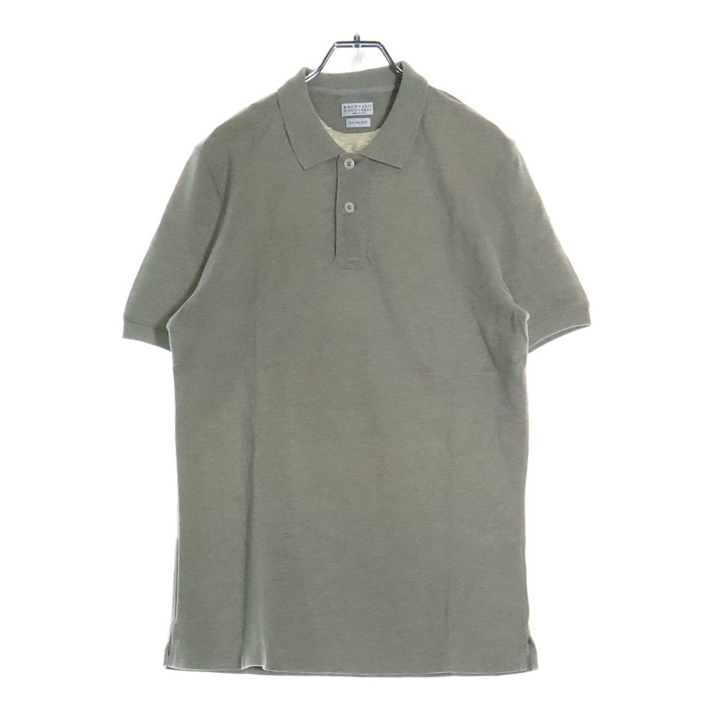 BRUNELLO CUCINELLI(ブルネロクチネリ) スリムフィット コットン 半袖ポロシャツ グレージュ DB92846