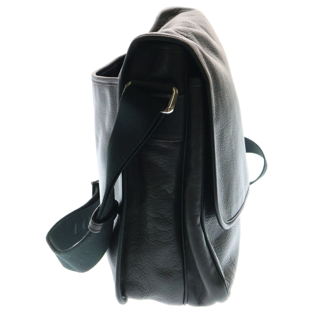 LOEWE(ロエベ) エンボスアナグラムロゴ フラップ スクエア レザー メッセンジャーバッグ ショルダーバッグ ダークブラウン