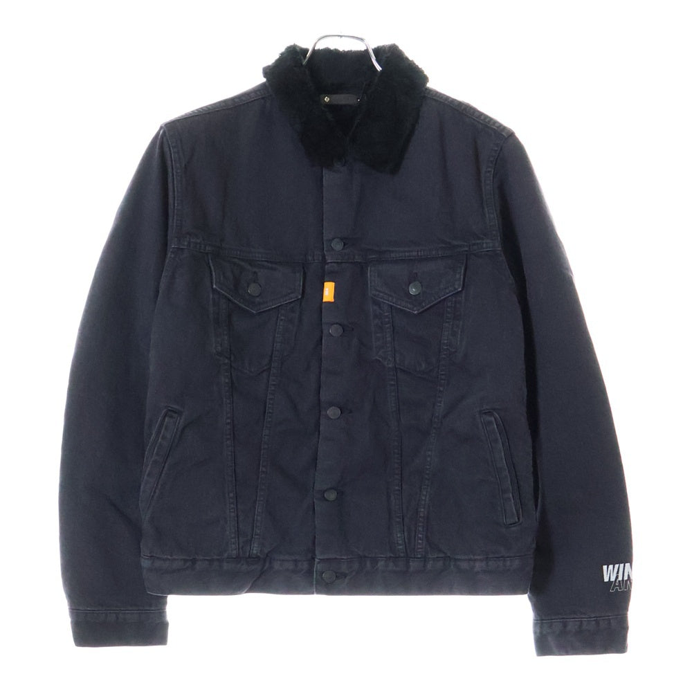 WIND AND SEA(ウィンダンシー) ×MINEDENIM Denim Boa GJKT マインデニム バックロゴプリント デニムボアジャケット ブラック 20MND-WAS001