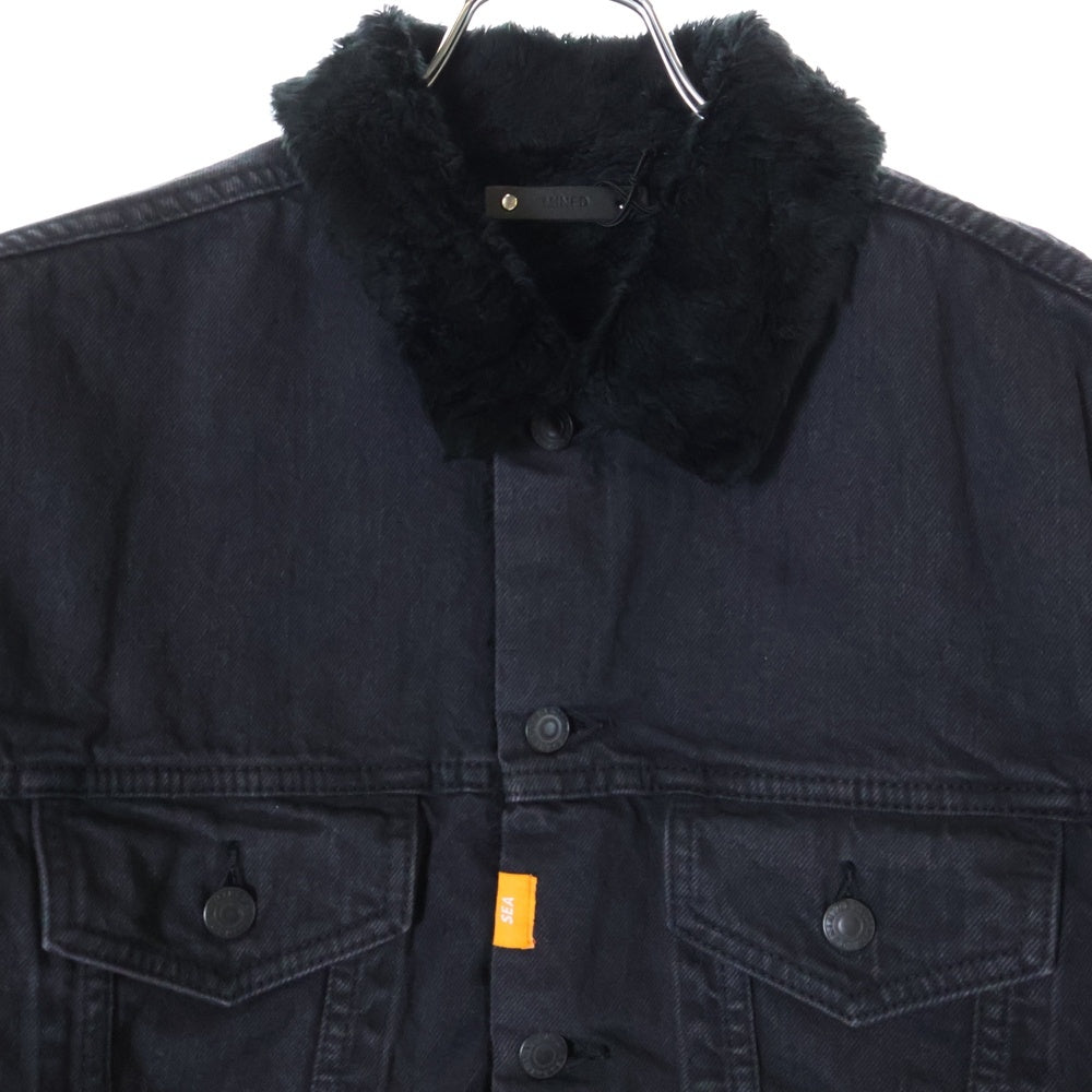 WIND AND SEA(ウィンダンシー) ×MINEDENIM Denim Boa GJKT マインデニム バックロゴプリント デニムボアジャケット ブラック 20MND-WAS001