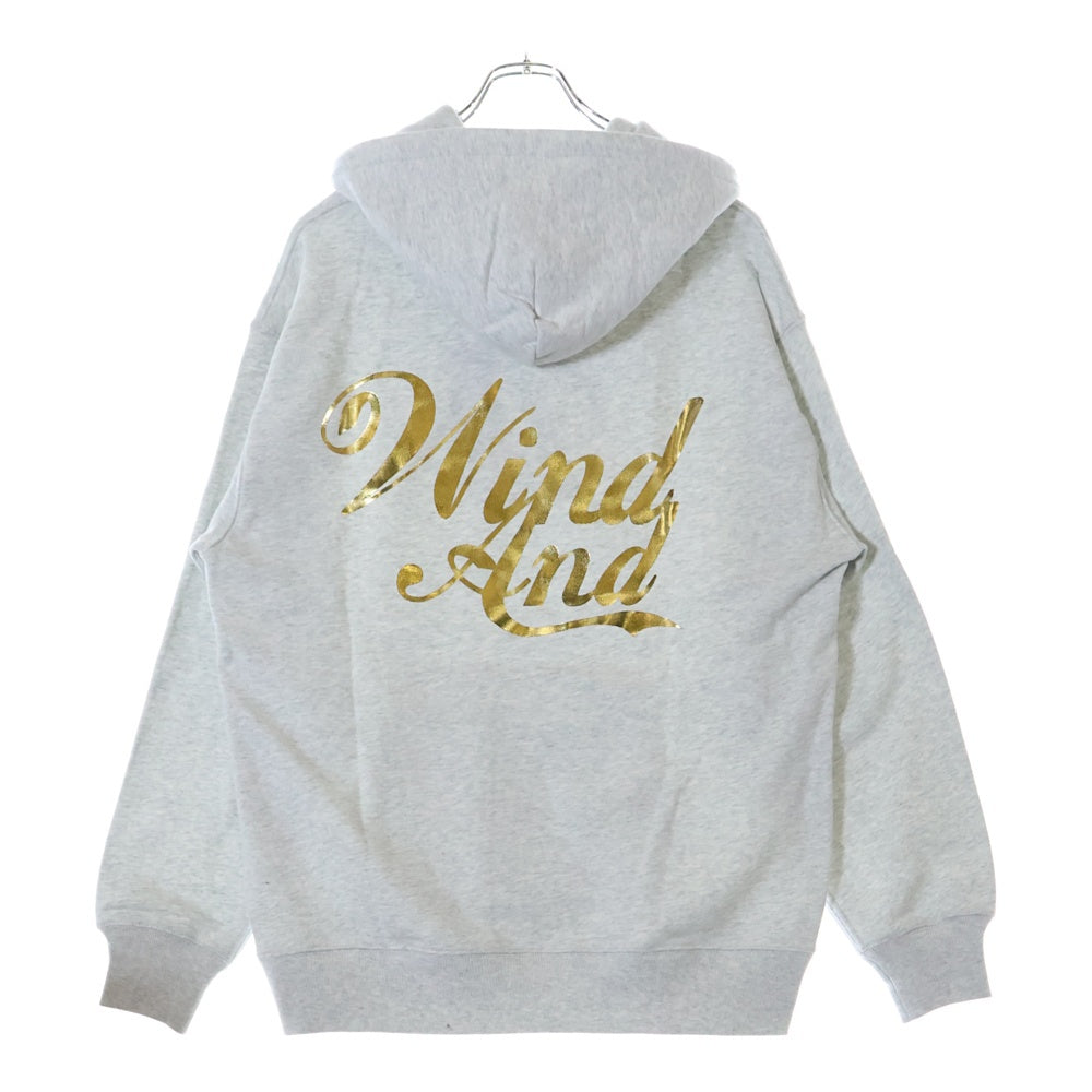 WIND AND SEA(ウィンダンシー) SEA HOODED SWEATSHIRT KNIT LIMITED ロゴプリント プルオーバーパーカー フーディ グレー/ゴールド WDS-O-KNZ-25-Q1-CS-02