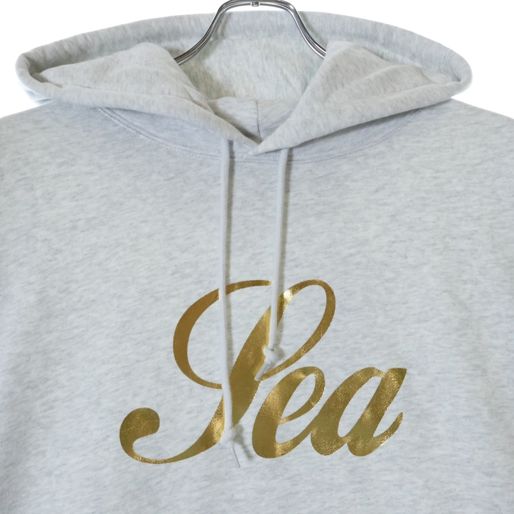 WIND AND SEA(ウィンダンシー) SEA HOODED SWEATSHIRT KNIT LIMITED ロゴプリント プルオーバーパーカー フーディ グレー/ゴールド WDS-O-KNZ-25-Q1-CS-02