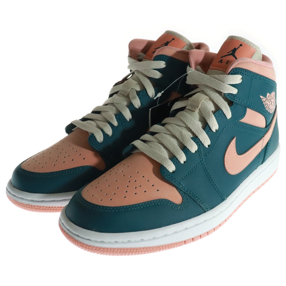 NIKE(ナイキ) WMNS AIR JORDAN 1 MID DARK TEAL GREEN ウィメンズ エアジョーダン1 ミッドカットスニーカー ピンク/グリーン US8.5/25.5cm BQ6472-308