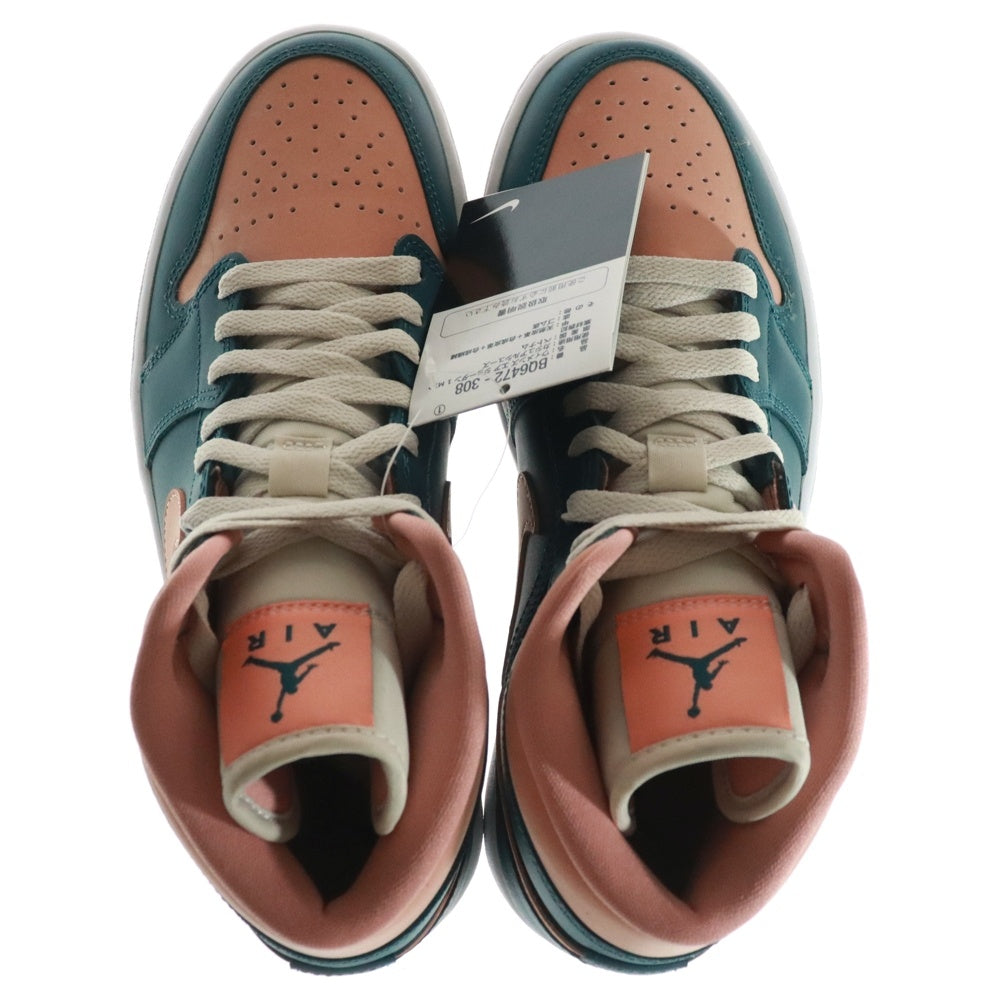 NIKE(ナイキ) WMNS AIR JORDAN 1 MID DARK TEAL GREEN ウィメンズ エアジョーダン1 ミッドカットスニーカー ピンク/グリーン US8.5/25.5cm BQ6472-308