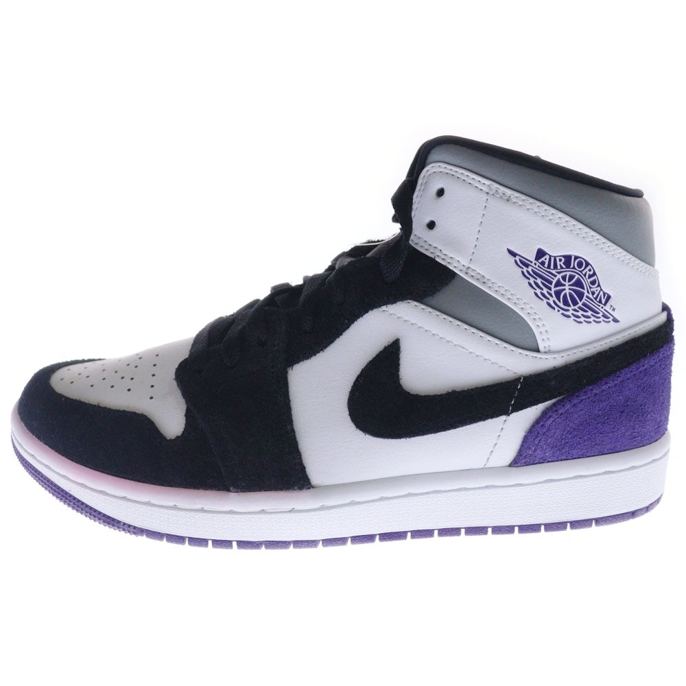 NIKE(ナイキ) AIR JORDAN 1 MID エアジョーダン1 ミッドカットスニーカー ブラック/パープル US7.5/25.5cm 852542-105
