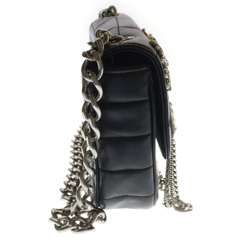 CELINE(セリーヌ) マトラッセ モノクローム ビジューデザイン チェーンショルダーバック ブラック