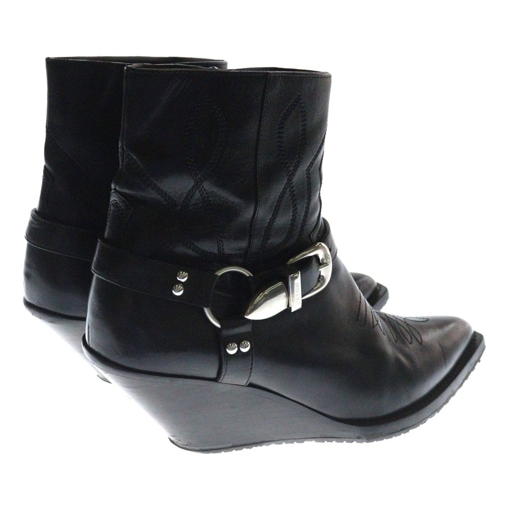 CELINE(セリーヌ) MOON ムーン ハーネス サイドジップ ベルト付き チェルシー レザーブーツ ブラック BE 0252
