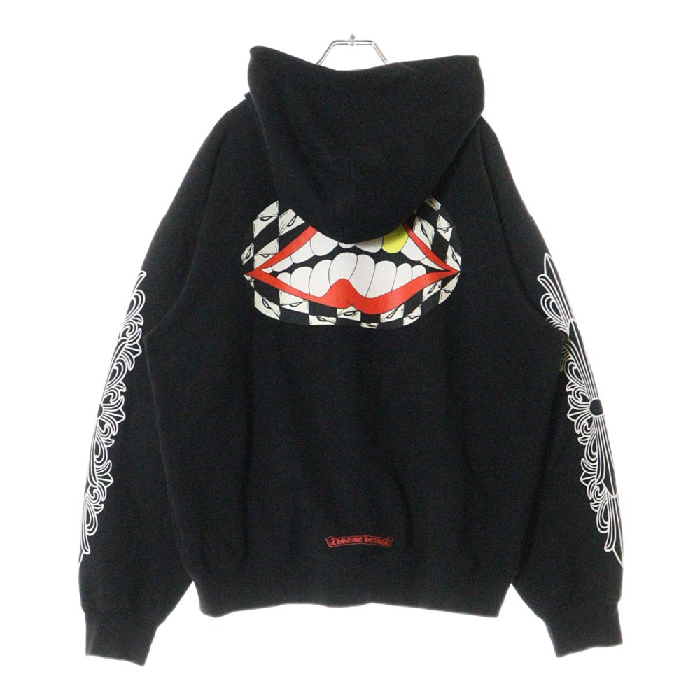 CHROME HEARTS(クロムハーツ) ×MATTY BOY FLOWER CHOMPER HOODIE マッティボーイ フローラルクロス フラワーチョンパー スウェットフーディ プルオーバーパーカー ブラック