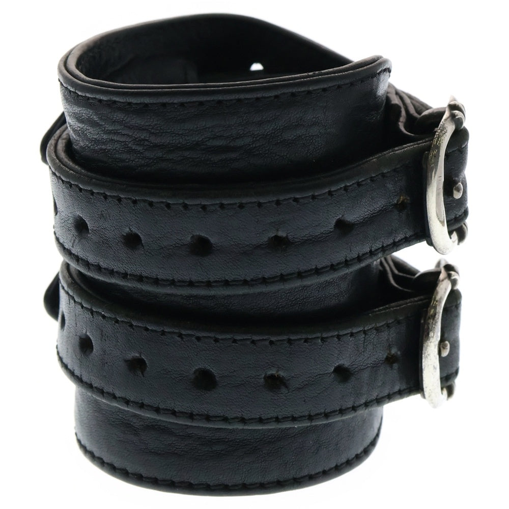CHROME HEARTS(クロムハーツ) DOUBLE RR ダブルロックンロール レザーブレスレット ガンスリンガー ブラック