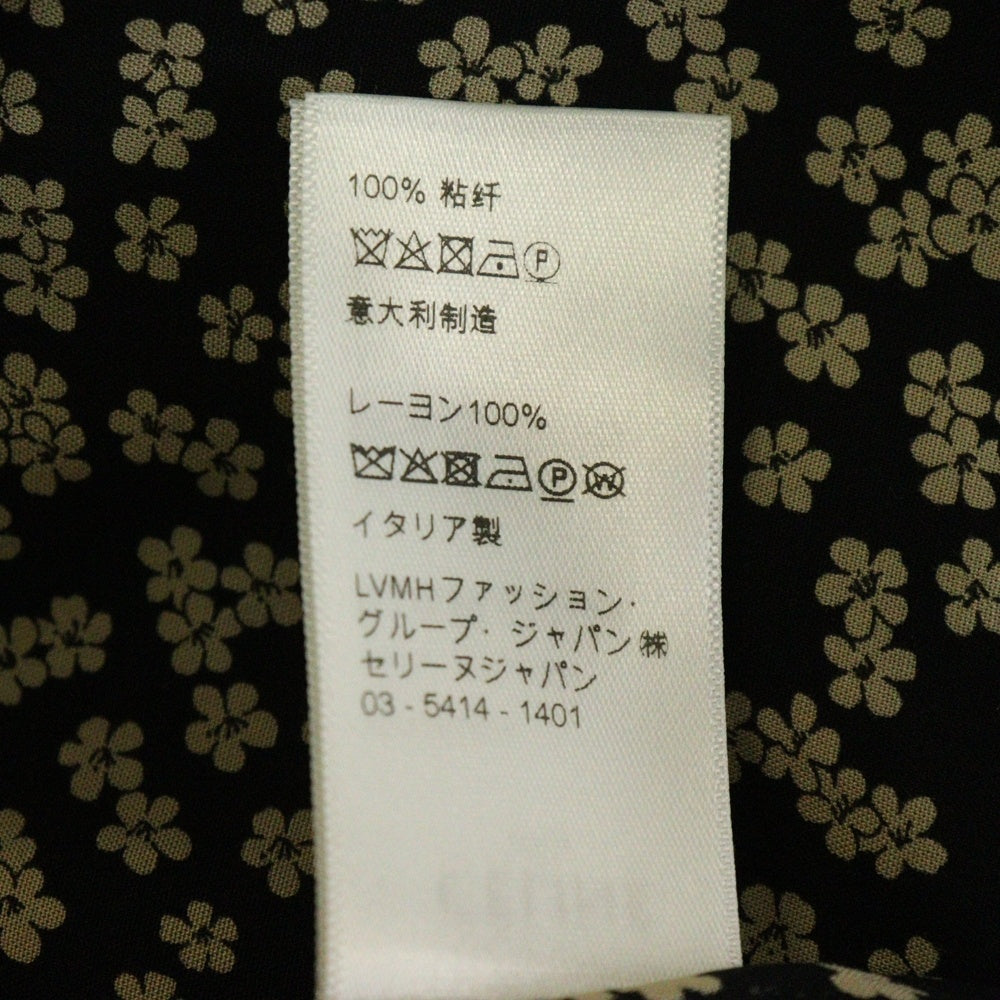 CELINE(セリーヌ) 19SS フラワー 総柄 オープンカラー レーヨン 半袖シャツ ブラック 2C036480K
