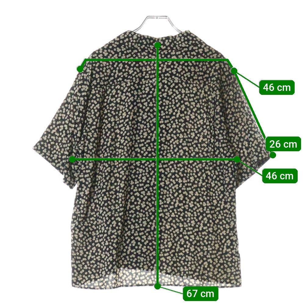 CELINE(セリーヌ) 19SS フラワー 総柄 オープンカラー レーヨン 半袖シャツ ブラック 2C036480K