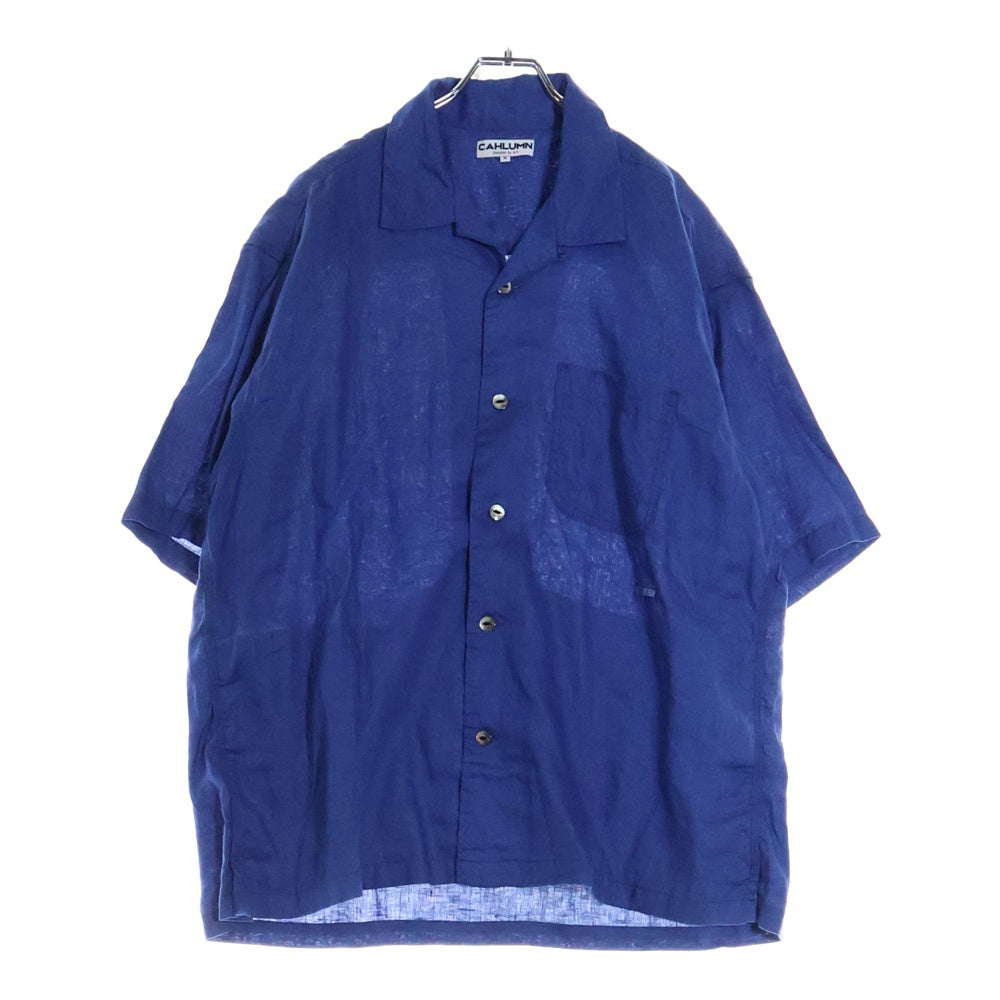 CAHLUMN(カウラム) Linen Open Collar Shirt リネン オープンカラー 半袖シャツ ブルー 1006390900002