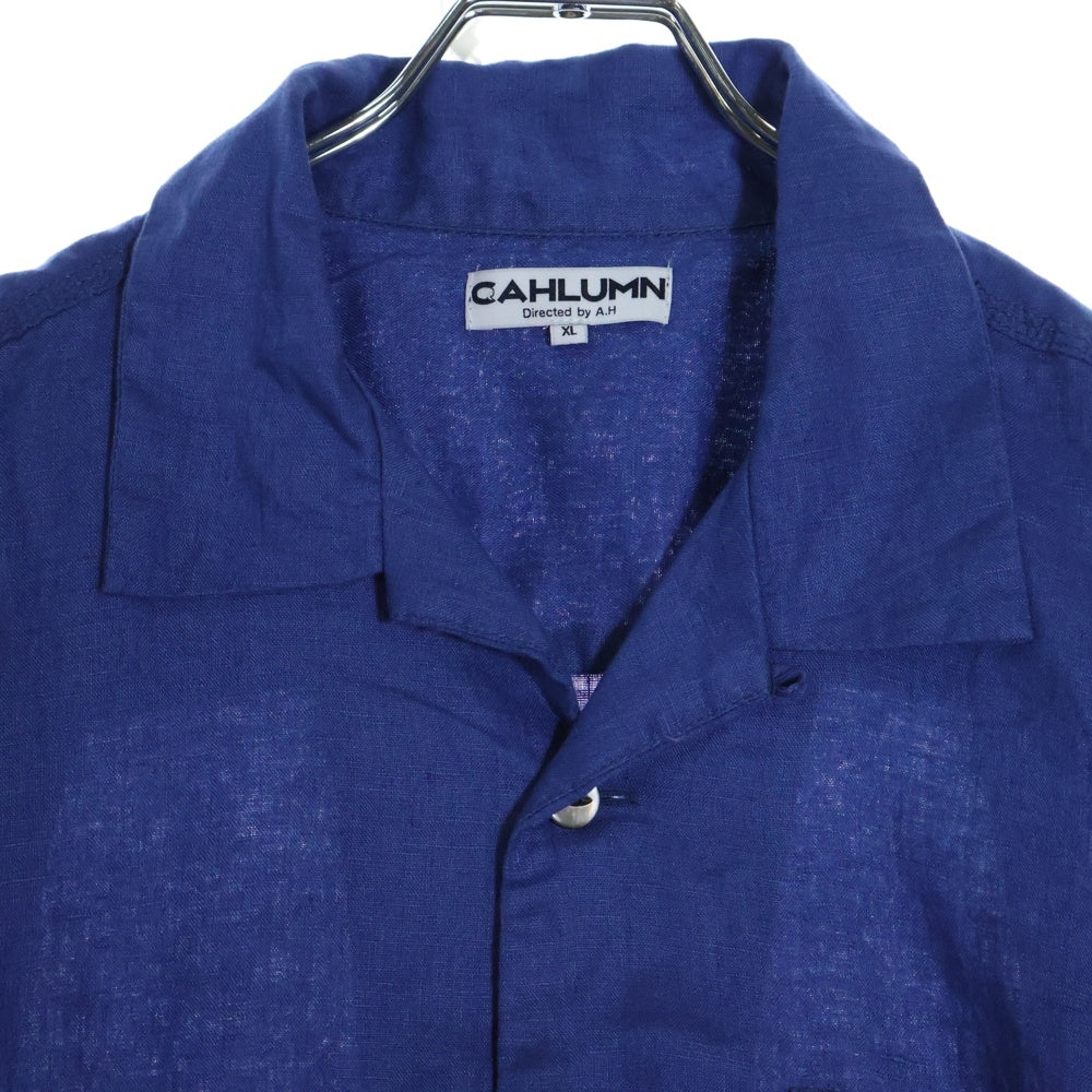 CAHLUMN(カウラム) Linen Open Collar Shirt リネン オープンカラー 半袖シャツ ブルー 1006390900002