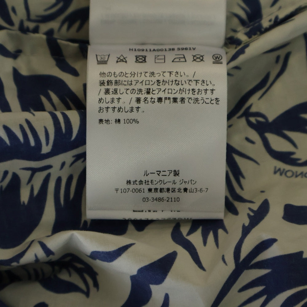 MONCLER(モンクレール) 22SS EBIZO フラワー 総柄 コットン フーデッド ジップアップ ジャケット パーカー ホワイト/ブルー H10911A00138 5961V