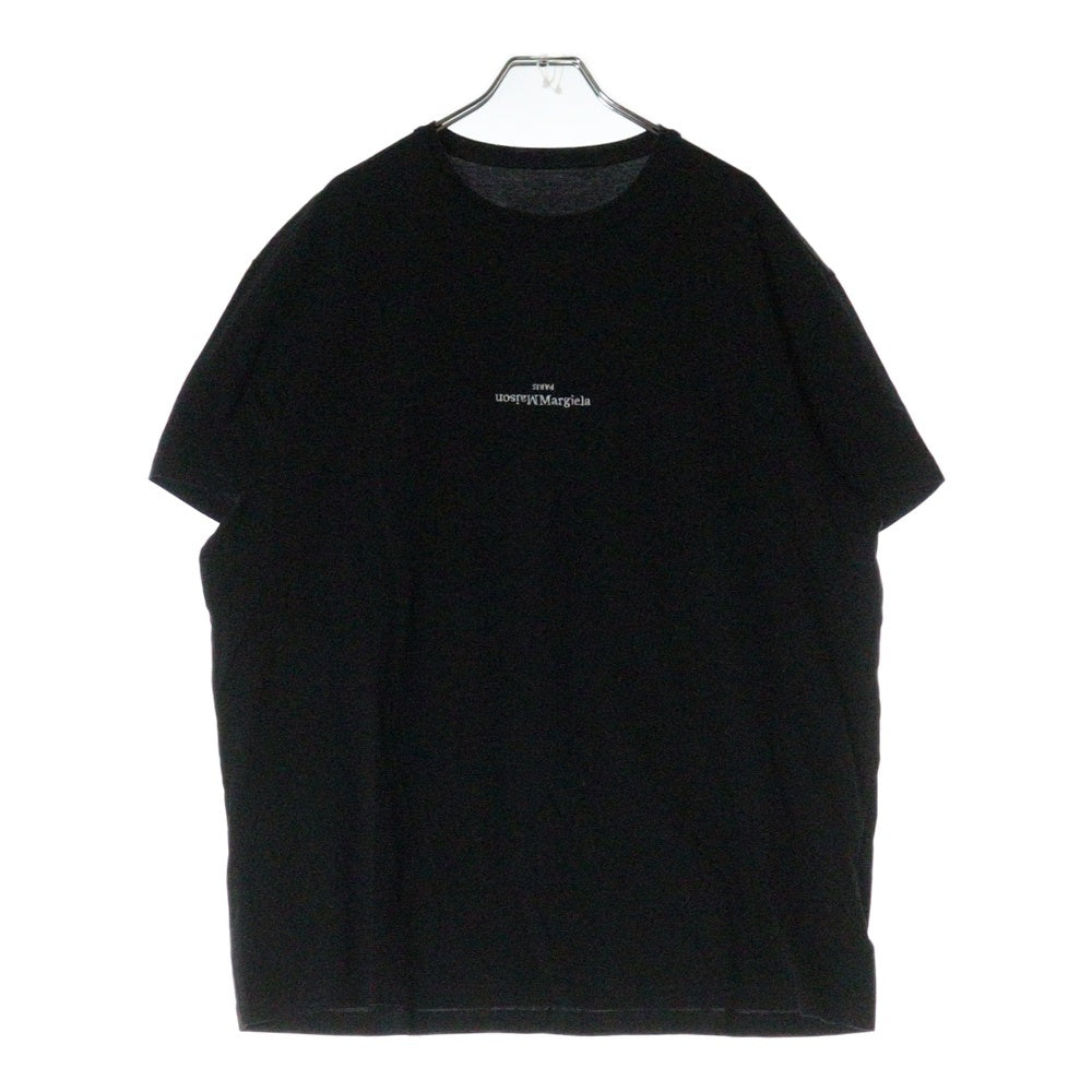 Martin Margiela 10(マルタンマルジェラ) 22SS リバースロゴ アップサイドダウン エンブロイダリー クルーネック半袖Tシャツ カットソー ブラック S30GC0701