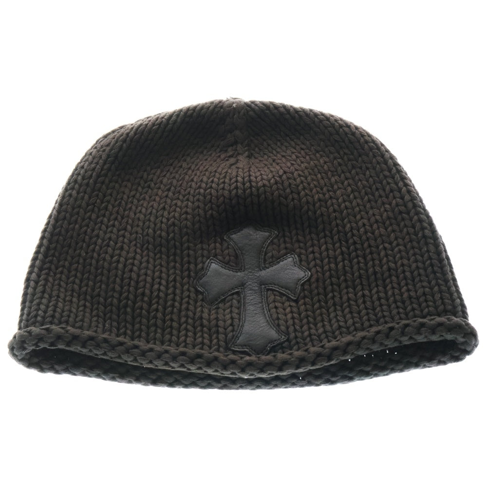 CHROME HEARTS(クロムハーツ) BEANIE CASH クロスパッチ付きコットンビーニーニットキャップ チャコールグレー