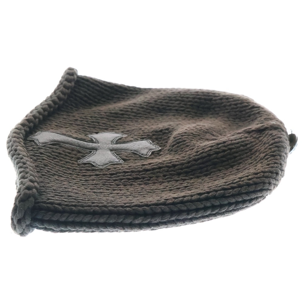 CHROME HEARTS(クロムハーツ) BEANIE CASH クロスパッチ付きコットンビーニーニットキャップ チャコールグレー