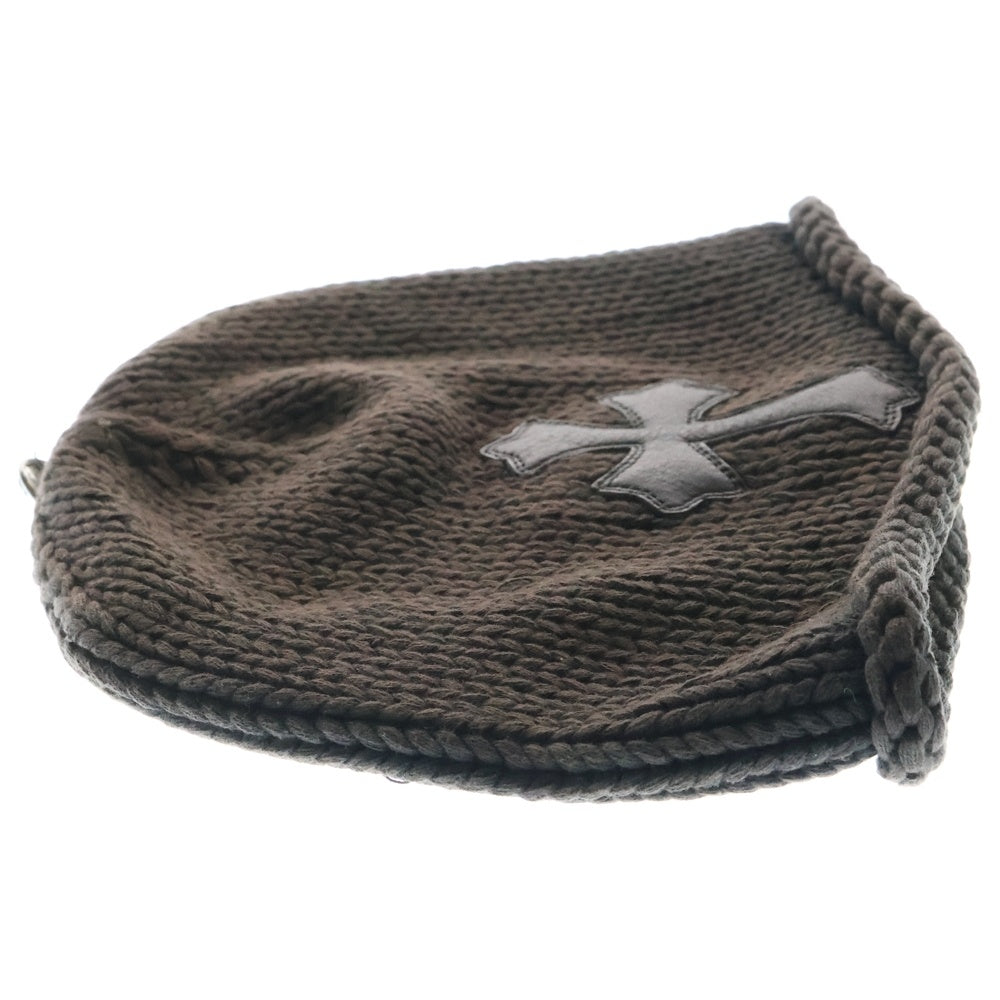 CHROME HEARTS(クロムハーツ) BEANIE CASH クロスパッチ付きコットンビーニーニットキャップ チャコールグレー