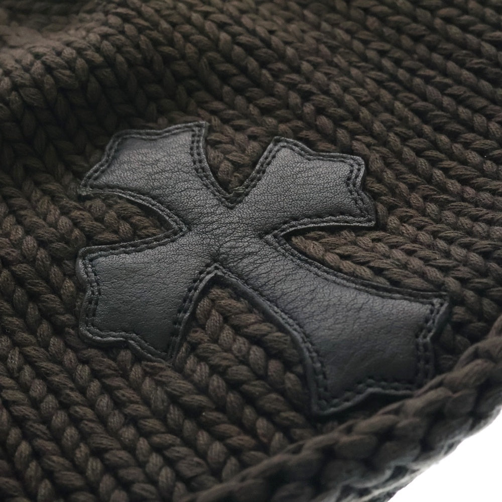 CHROME HEARTS(クロムハーツ) BEANIE CASH クロスパッチ付きコットンビーニーニットキャップ チャコールグレー