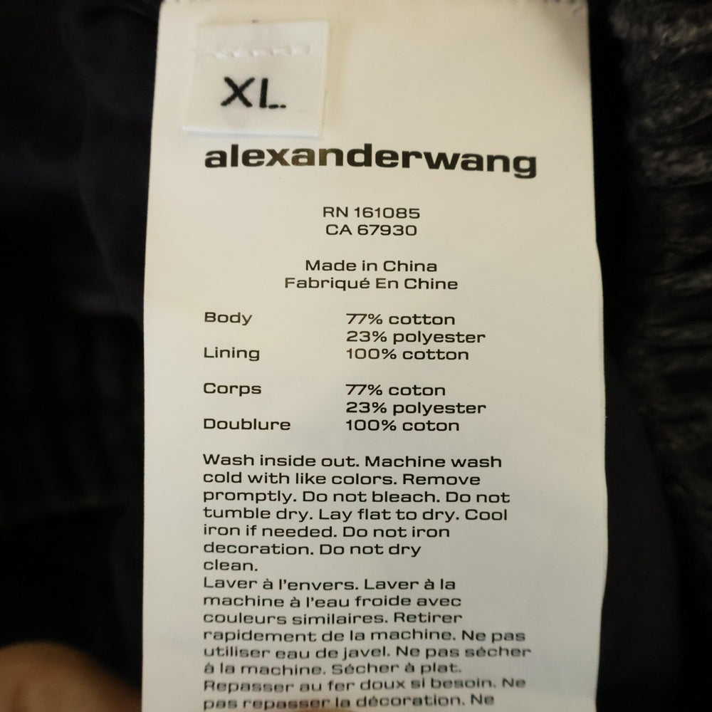 ALEXANDER WANG(アレキサンダーワン) EMBOSSED LOGO TRACK JACKET エンボスロゴ ベロア ジップアップ トラックジャケット ブルゾン ダークグレー UCC4242030