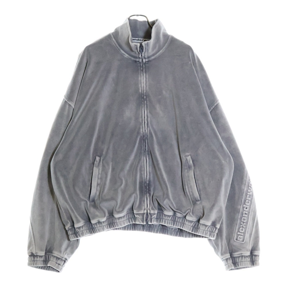 ALEXANDER WANG(アレキサンダーワン) EMBOSSED LOGO TRACK JACKET エンボスロゴ ベロア ジップアップ トラックジャケット ブルゾン グレー UCC4242030