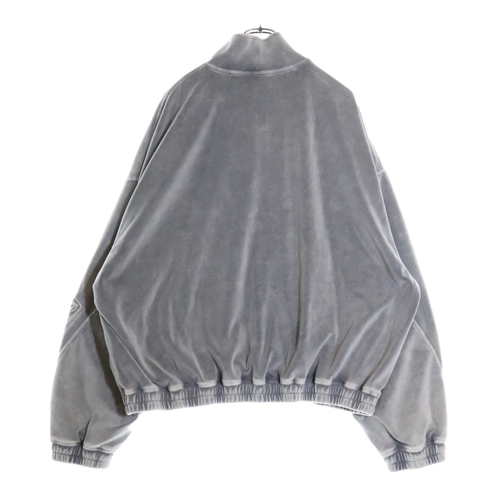 ALEXANDER WANG(アレキサンダーワン) EMBOSSED LOGO TRACK JACKET エンボスロゴ ベロア ジップアップ トラックジャケット ブルゾン グレー UCC4242030
