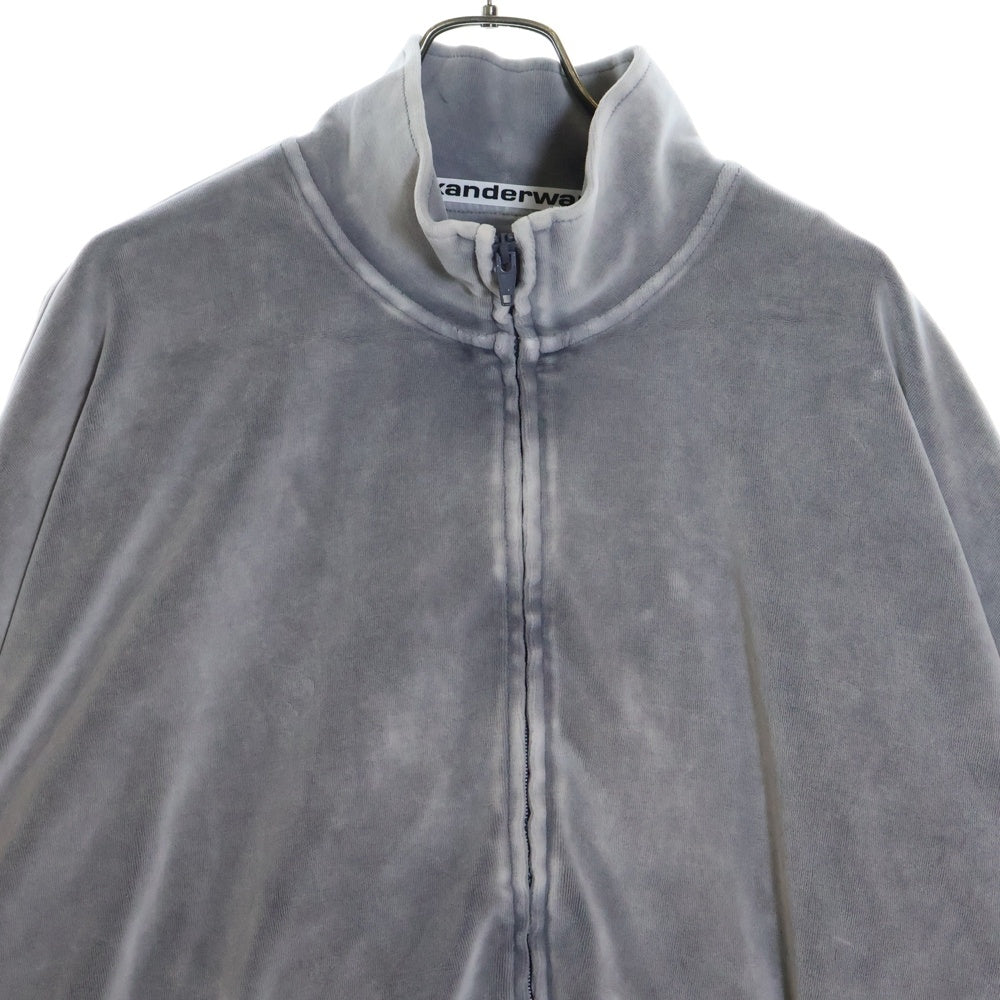 ALEXANDER WANG(アレキサンダーワン) EMBOSSED LOGO TRACK JACKET エンボスロゴ ベロア ジップアップ トラックジャケット ブルゾン グレー UCC4242030