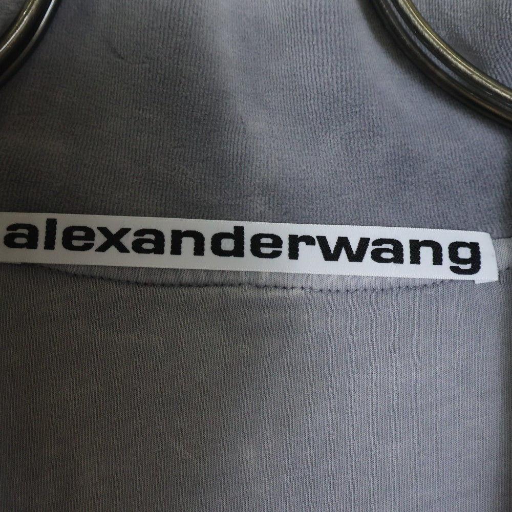 ALEXANDER WANG(アレキサンダーワン) EMBOSSED LOGO TRACK JACKET エンボスロゴ ベロア ジップアップ トラックジャケット ブルゾン グレー UCC4242030