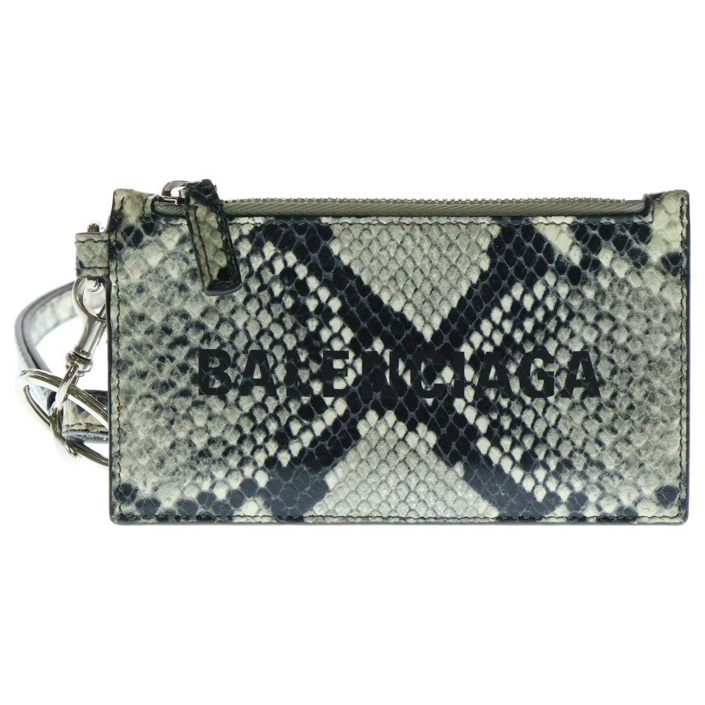 BALENCIAGA(バレンシアガ) Cash キャッシュ パイソン レザー ネックストラップ付き コインケース グレー 594548