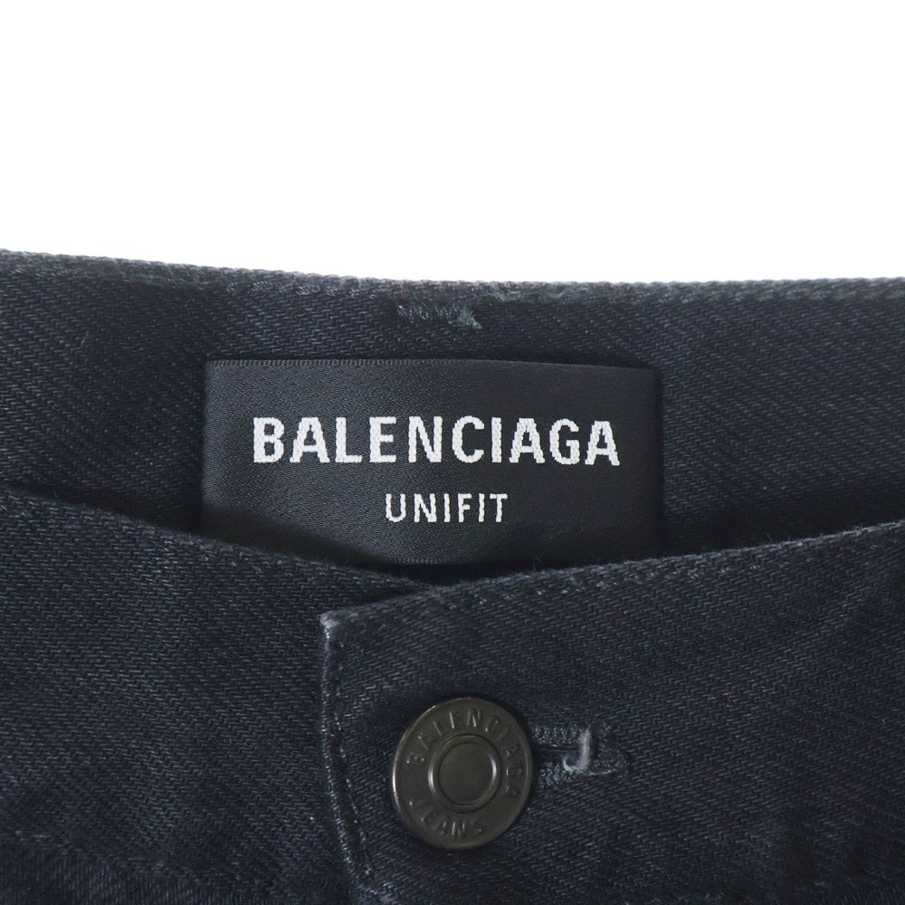 BALENCIAGA(バレンシアガ) Over Fit Denim Jeans オーバーフィットダメージ加工デニムパンツ ブラック 697825 TBP47