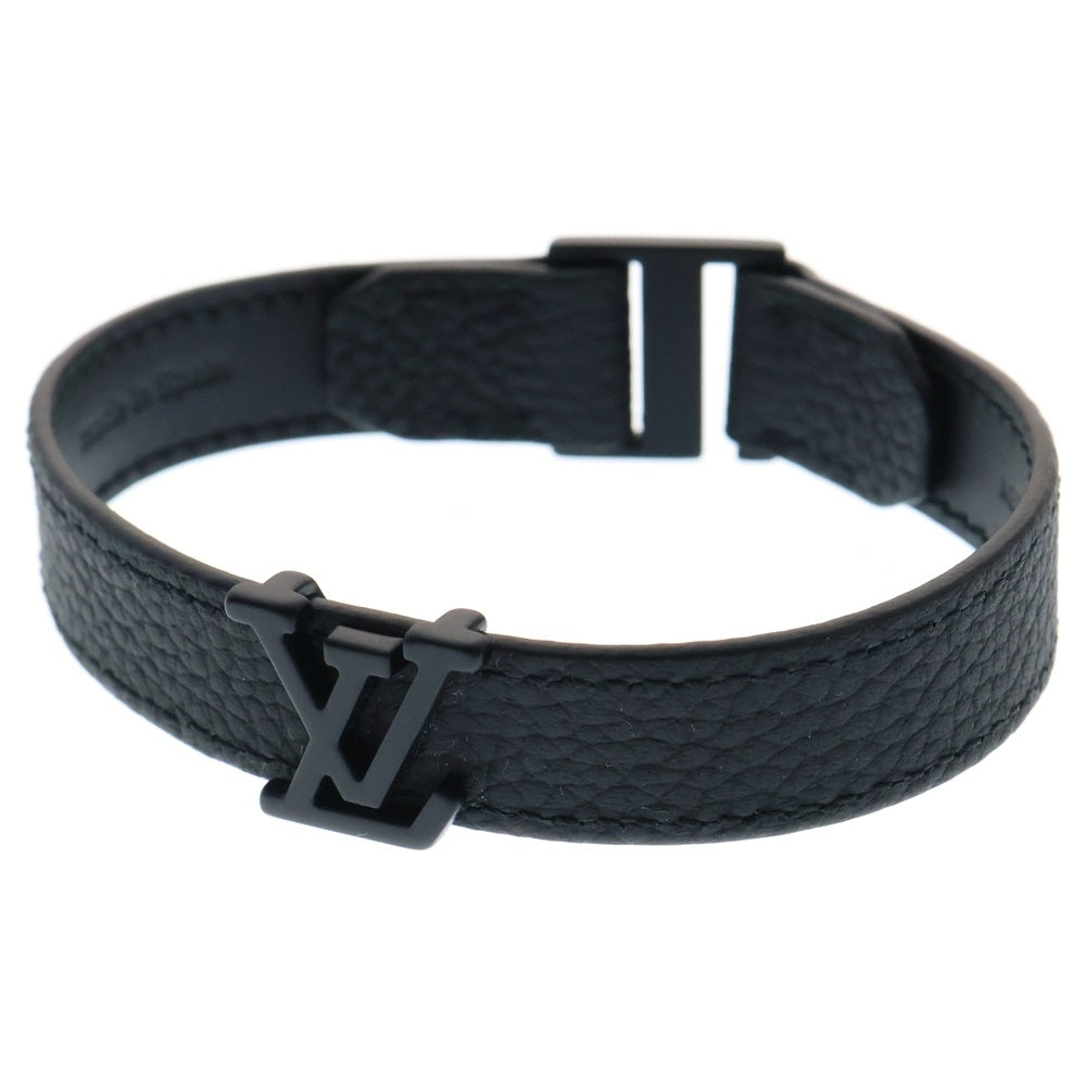 LOUIS VUITTON(ルイヴィトン) LVロゴ LVアエログラム レザーブレスレット ブラック M8073 BC2262