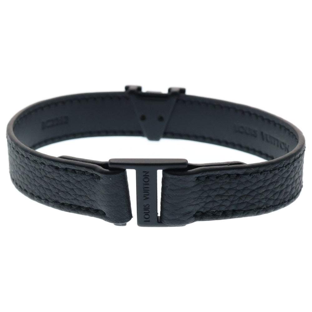 LOUIS VUITTON(ルイヴィトン) LVロゴ LVアエログラム レザーブレスレット ブラック M8073 BC2262