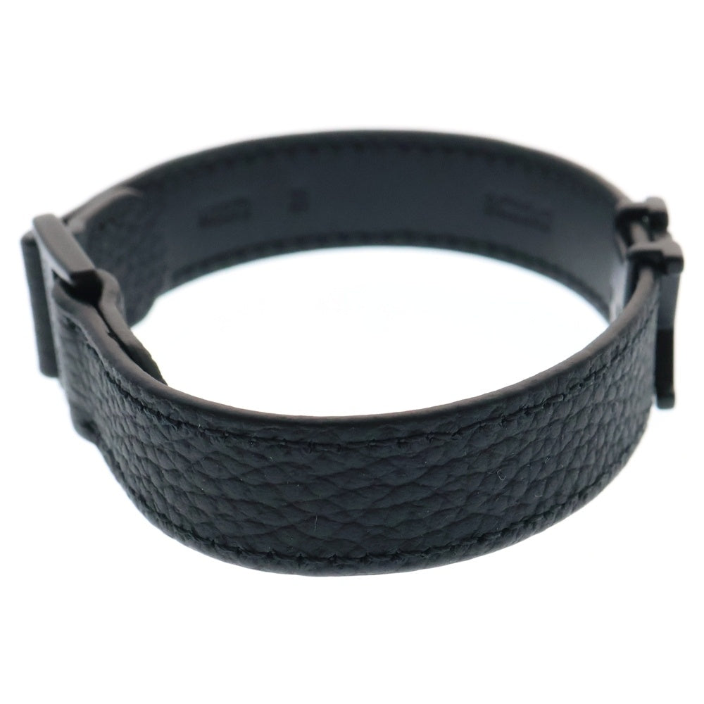 LOUIS VUITTON(ルイヴィトン) LVロゴ LVアエログラム レザーブレスレット ブラック M8073 BC2262